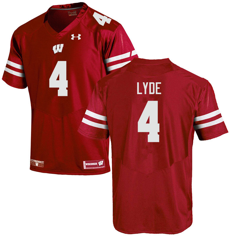 Men #4 A'Khoury Lyde Wisconsin Badgers College Football Jerseys Sale-Red